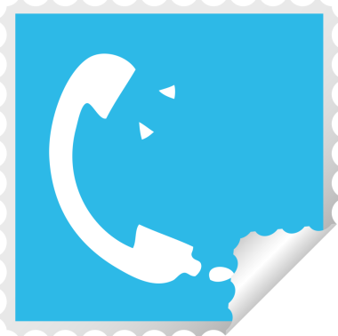 Bir insan tarafından çizilmiş bir telefon ahizesinin kare soyma etiketi karikatürü