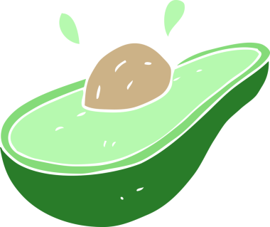 Bir insan tarafından çizilen avokadonun düz renk çizimi