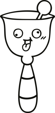 Bir insan tarafından çizilmiş okul çanının çizgi çizimi.