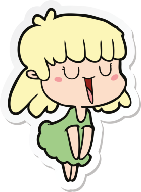 Bir insan tarafından çizilmiş bir karikatür kadının çıkartması.