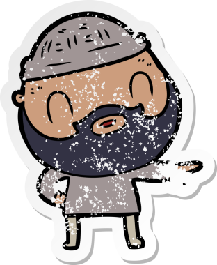 Bir insan tarafından çizilmiş sakallı bir adamın sıkıntılı çıkartması.