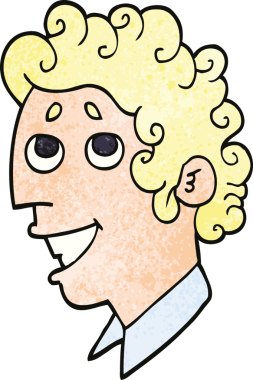 Bir insan tarafından çizilmiş karikatür adam yüzü.