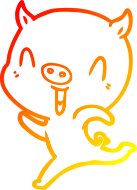 Bir insan tarafından çizilen mutlu çizgi film domuzu çizimi.