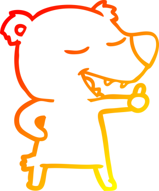 Bir insan tarafından çizilen çizgi film ayısının sıcak çizgi çizimi