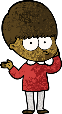 Bir insan tarafından çizilmiş tuhaf çizgi film çocuğu.