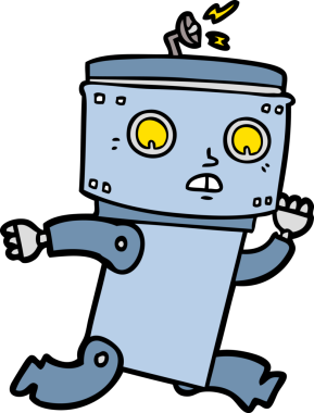 Bir insan tarafından çizilmiş çizgi film robotu