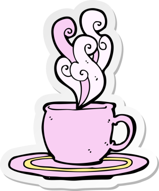 Bir insan tarafından çizilmiş bir çay fincanı etiketi.