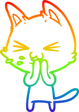Gökkuşağı gradyan çizgi çizimi Bir insan tarafından çizilmiş bir çizgi kedi tıslama