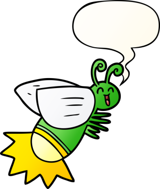 bir insan tarafından çizilmiş düzgün eğimli konuşma baloncuklu çizgi film böceği