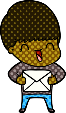 Bir insan tarafından çizilmiş mutlu çizgi film çocuğu.