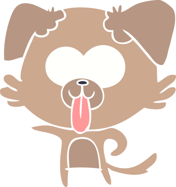 Düz renkli çizgi film köpeğinin dili bir insan tarafından çizilmiş.