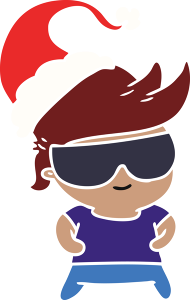 Bir insan tarafından çizilmiş Kawaii çocuğunun el çizimi Noel karikatürü.