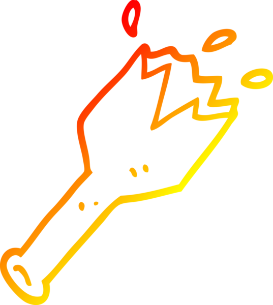 Bir insanın çizdiği kırık cam şişenin sıcak eğimli çizgisi.