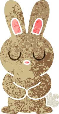 Bir insan tarafından çizilmiş garip bir çizgi film tavşanı.