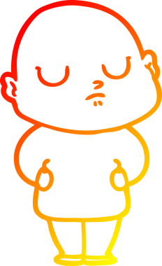 Bir insan tarafından çizilmiş kel bir adamın sıcak çizgi çizimi.