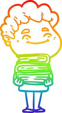 Bir insan tarafından çizilmiş gökkuşağı gradyan çizgi çizimi.