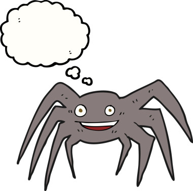 Serbest çizim düşünce balonu çizgi filmi Mutlu örümcek bir insan tarafından çizildi