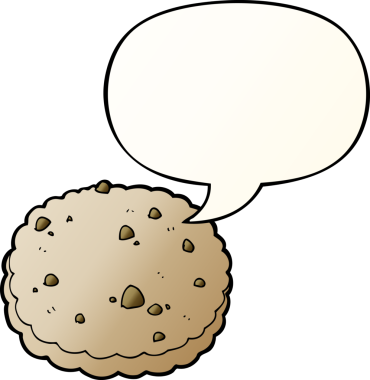 bir insan tarafından çizilmiş düzgün eğimli konuşma baloncuklu çizgi film bisküvisi