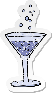 Bir insan tarafından çizilmiş karikatür kokteylinin gerilimli yapıştırması.