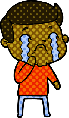 Bir insan tarafından çizilmiş ağlayan çizgi film adamı.