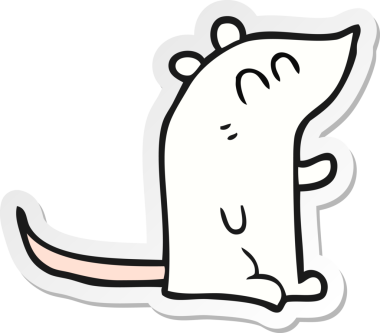 Bir insan tarafından çizilmiş çizgi film faresinin çıkartması.