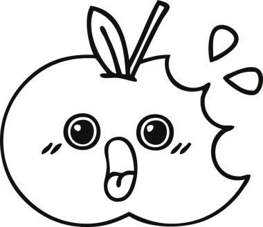 Bir insan tarafından çizilmiş kırmızı elma çizimi.