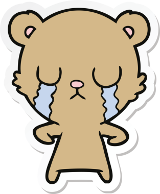 Bir insan tarafından çizilmiş ağlayan çizgi film ayısının çıkartması.