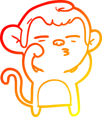 Bir insan tarafından çizilmiş şüpheli bir maymunun sıcak çizgi çizimi