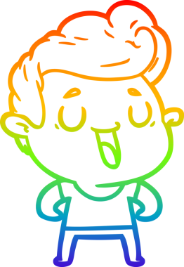 gökkuşağı gradyanı çizimi bir insan tarafından çizilmiş mutlu bir çizgi film adamı