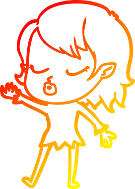 Bir insan tarafından çizilmiş sevimli bir vampir kız çizgi çizimi.