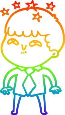 gökkuşağının gradyan çizimi bir çizgi film karakteri tarafından çizilmiş.