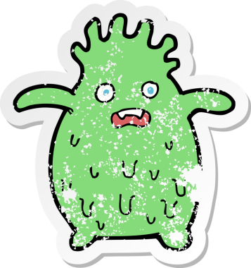 Bir insan tarafından çizilmiş komik balçık canavarının gerici, sıkıntılı çıkartması.