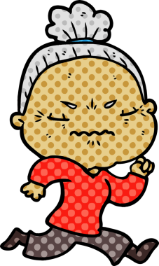 Çizgi film bir insan tarafından çizilmiş yaşlı bir kadın tarafından rahatsız edildi.