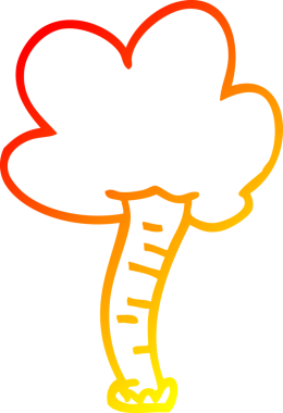 Bir insan tarafından çizilmiş bir çizgi film ağacının sıcak gradyan çizimi