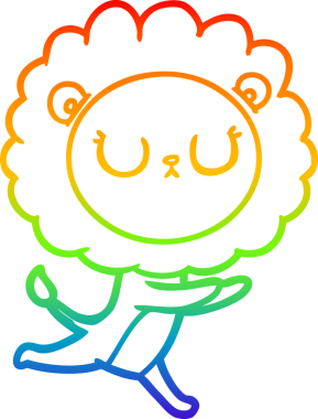 Gökkuşağı gradyan çizgi çizimi bir insan tarafından çizilmiş koşu aslanı