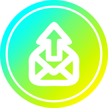 E- posta dairesel simgesini bir insan tarafından çizilmiş havalı gradyan bitiş ile gönder