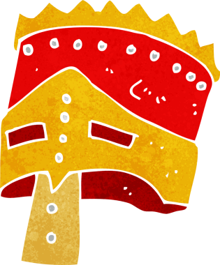 Bir insan tarafından çizilmiş karikatür kralının zırhı.