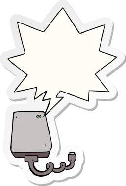 bir insan tarafından çizilmiş konuşma kabarcığı etiketli karikatür hard diski