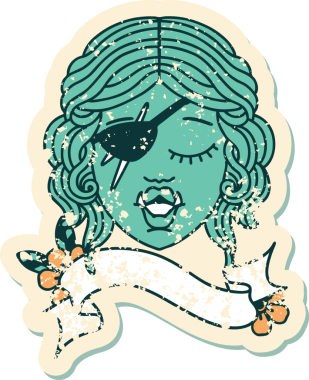 Retro Dövme Biçimli Ork karakteri bir insan tarafından çizilmiş