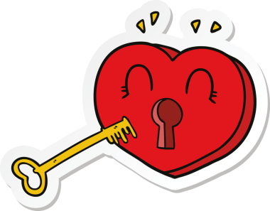 Bir insan tarafından çizilmiş bir kalp karikatürü çıkartması.