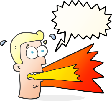 Bir insan tarafından çizilmiş serbest konuşma balonu karikatürü bağıran adam.