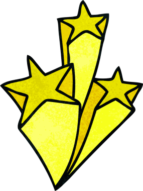 Bir insan tarafından çizilmiş garip çizgi film yıldızları.