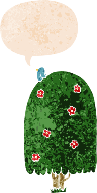 bir insan tarafından çizilmiş grunge üzgün retro biçimli konuşma kabarcığı ile çizgi film uzun ağaç