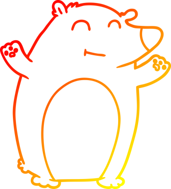 Bir insan tarafından çizilmiş mutlu çizgi film ayısının sıcak çizgi çizimi