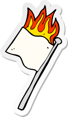 Bir insan tarafından çizilmiş, beyaz bayrak yakan bir çizgi film çıkartması.