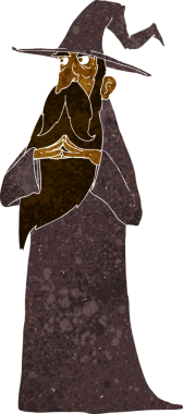 bir insan tarafından çizilmiş çizgi film sihirbazı