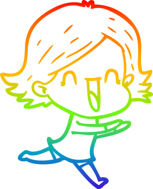 gökkuşağı gradyan çizimi bir insan tarafından çizilmiş mutlu bir kadın çizgi