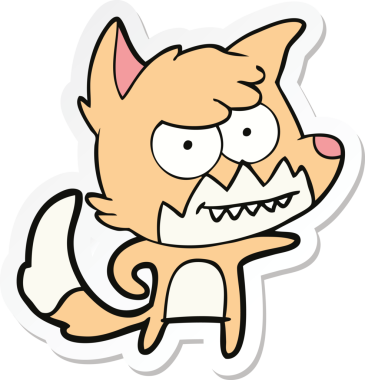 Bir insan tarafından çizilmiş sırıtan tilki çizgi filminin çıkartması