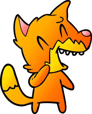 Bir insan tarafından çizilmiş gülen tilki çizgi filmi.