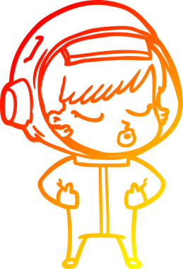 Bir insan tarafından çizilmiş güzel astronot bir kızın sıcak çizgi çizimi